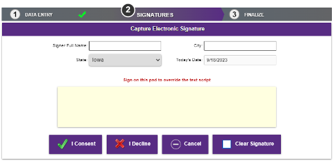 Consent with electronic signature