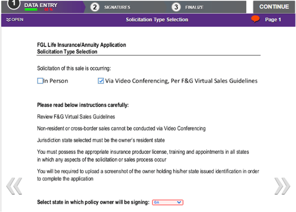 Select checkbox for in person or video conferencing